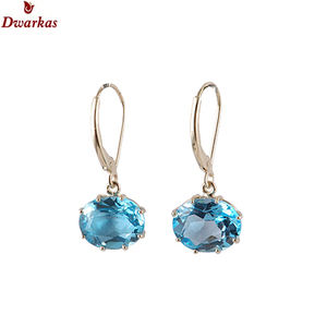 Pendientes de Alta Calidad en Plata de Ley 925 con Aguamarina y Múltiples Piedras Preciosas, Bañados en Oro, Pendientes Largos de Moda - Product Image 2