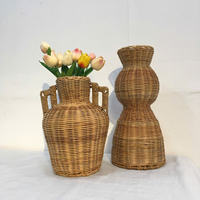 Arrangements floraux artisanaux LTL Vietnam pour la maison et l'hôtel, décoration écologique en rotin naturel, vase décoratif Art Déco fait main
