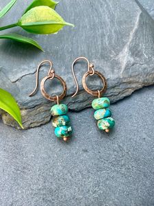 Modern Glass Beads & <b>Resin</b> <b>Earrings</b> with Turquoise Design and Cascading Fringe Unique Jewelry Gift From MS Handicraft - Product Image 2