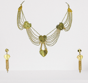 Necklace With Earrings <b>Jewellery</b> Set Goldplated Pure Brass High Quality Uae Dubai Necklace Design Necklace <b>Jewellery</b> Set - Product Image 1