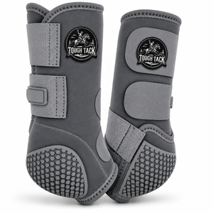 Protège-jambes Tough Tack pour chevaux, gris, en microfibre, avec semelle Hex Grip pour l'équitation, modèle 2026 - Product Image 1