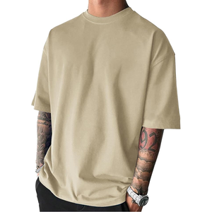 เสื้อยืดฮิปฮอปผู้ชายทรงโอเวอร์ไซส์ ปี 2025 แบบสั่งทำทรงบ็อกซี่ หลวมพอดีตัว ผ้าหนา 230 กรัม ลายเรียบ ผ้าฝ้าย 100% - Product Image 6