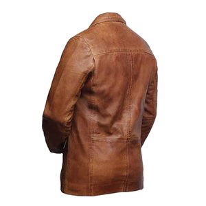Genuine Leather Men Slim Fit Biker Jacket Vintage Distressed Motorcycle Jacket Winter Fashion Outerwear Waterproof <b>Windproof</b> - Product Image 2