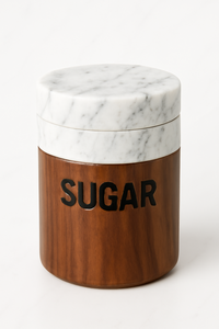 Pot de stockage de sucre en bois de qualité supérieure avec couvercle en marbre Vente chaude Nouvelle arrivée Prix de gros Design élégant et durable pour la cuisine - Product Image 2