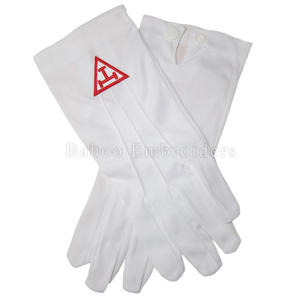 GANTS MASONIQUES REGALIA COTON BLANC SHRINE BRODERIE LOGO - Product Image 4