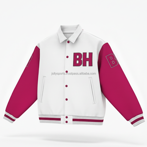 Veste universitaire en mélange de laine de qualité supérieure 420 GSM corps blanc avec manches marron Logo de broderie en chenille personnalisé vestes universitaires pour femmes - Product Image 4