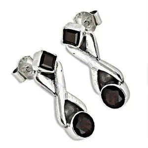 Boucles d'oreilles pendantes tendance en grenat pour femmes, argent 925, cadeau - Product Image 2