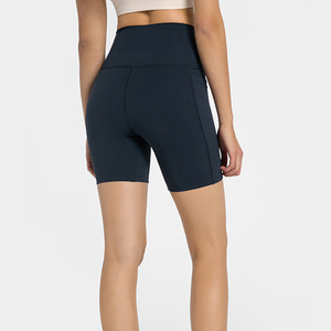 Shorts de Yoga de Cintura Alta para Mujer al por Mayor, Transpirables, de Lona, de Secado Rápido, para Gimnasio, Entrenamiento, Correr, con Bolsillos, Ajuste Regular - Product Image 3