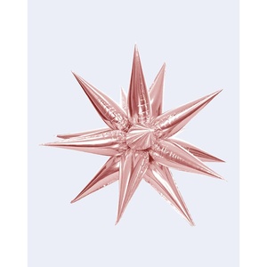 Palloncini Metallici Estrella Multipunta in Lamina Oro Rosa 66cm, Confezione da 12 Pezzi - Product Image 1