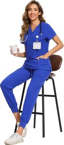 ชุดเครื่องแบบขัดพยาบาล2ชิ้นใช้ได้ทั้งชายและหญิงคอตั้งแขนสั้นพร้อมโลโก้และสีตามสั่ง - Product Image 6