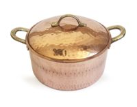 Casserole italienne classique en cuivre martelé à la main, fait main, écologique, avec couvercle