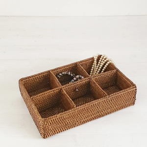 Organisateur de sachets de thé en rotin, tissé à la main, rotin naturel, boîte de rangement de cuisine - Product Image 5