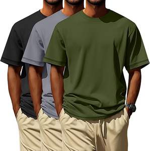 T-shirt en coton tricoté formel à épaules tombantes, coupe classique, personnalisé OEM 2025 pour hommes - Product Image 1