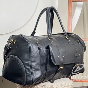 Bagages de nuit en cuir de vachette personnalisé sac de week-end en cuir pleine fleur avec compartiment à chaussures sac de voyage en cuir véritable pour hommes - Product Image 1