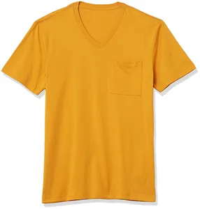 Vネックメンズカスタムブランク通気性コットンTシャツあなた自身のロゴプリントレギュラーフィットヒップホップアウターTシャツ