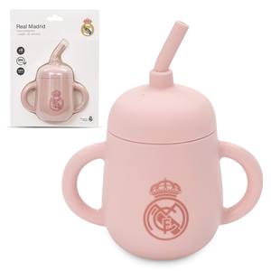Para el Real Madrid, Mod. Rosa. Vaso Antiderrames con Pajita de Silicona para Bebés y Niños - Product Image 1