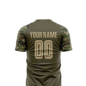 ชุดฟุตบอลชายแบบกำหนดเอง ลายพราง โพลีเอสเตอร์ เสื้อเจอร์ซีย์ กางเกงขาสั้น พิมพ์ลายแบบ Sublimation พร้อมชื่อทีมและหมายเลข สำหรับทุกฤดูกาล - Product Image 5