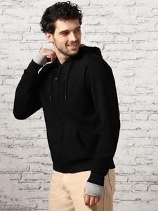 Venta caliente Negro hombres sudaderas con capucha invierno OEM personalizable con capucha canguro bolsillo cremallera moda 3D ropa con técnicas de hojaldre - Product Image 5
