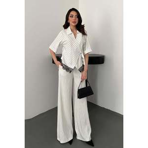 <b>White</b> Striped Lace <b>Set</b> - <b>White</b> - Product Image 2