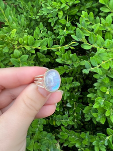 Prix usine bijoux en gros de haute qualité 925 argent Sterling pierre de lune naturelle bague bleu feu pierre précieuse bague de forme ovale - Product Image 5