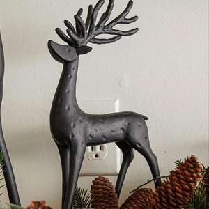 Noir mat renne Sculpture décorative métal artisanat Bronze cerf Figurine noël renne événement décoration fournitures - Product Image 1