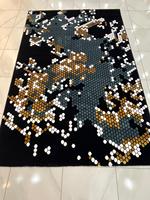 Ensemble de tapis de sol modernes Goldenmoon en polyester, fabriqués à la machine, certifiés BSCI, résistants aux taches, antidérapants, réversibles, à poils moyens et rembourrés