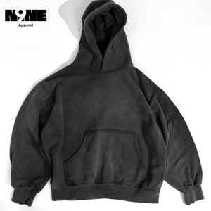 Sweat à capuche appliqué personnalisé 100% coton Sun Faded Surdimensionné Pull Acid Wash Cropped Boxy Fit Impression Logo Strass Hoodies Hommes - Product Image 4