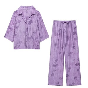 Conjunto de estampado elegante informal de talla grande para mujer, camisa holgada de primavera para mujer y pantalones de verano para la comodidad de la mujer - Product Image 4