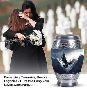 Urna de águila volando en montañas nevadas para cenizas humanas Urna conmemorativa para adultos para hombre y mujer Urna decorativa para cenizas de adultos Tamaño personalizado - Product Image 6
