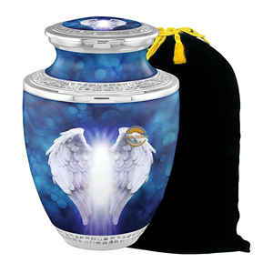 Royal Silver Small Aluminium Cremation Urn for Human Ashes Engraved Metal Columbarium <b>Keepsake</b> Navy Blue by AYAANS - Product Image 2