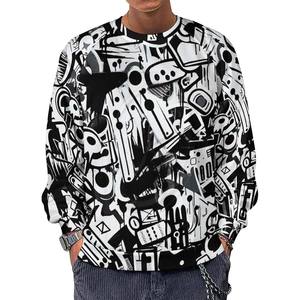 Sudadera personalizada de cuello redondo para hombre para invierno, Jersey térmico de Hip Hop con grafiti desgastado, estilo informal transpirable - Product Image 4
