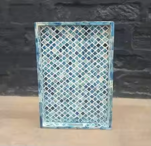 Bandejas de servicio directas de fábrica Bandejas de incrustaciones de nácar con diseños antiguos, estas bandejas de servicio de fregona hechas a mano al por mayor - Product Image 5