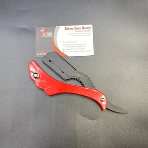 Rasoir de coiffeur professionnel de haute qualité lame unique remplaçable Logo personnalisé rasoir de rasage droit en acier inoxydable noir rouge - Product Image 1