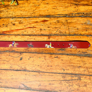 Cinturón de cuero genuino con estampado de polo de caballo exótico con hebilla OEB de latón Cinturón de cuero Premium para hombres y mujeres - Product Image 6