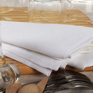 100% ensemble de serviettes en satin de coton à séchage rapide serviette en lin solide blanc tissé pour la maison hôtels restaurants utilisation durable de la cuisine - Product Image 1