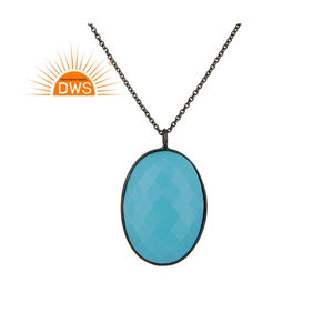 Último diseño de plata esterlina natural turquesa piedra preciosa colgante collar personalizado joyería fabricante - Product Image 1