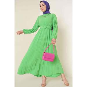 Robe Aerobin plissée et ceinturée Vert Pistache - Product Image 1