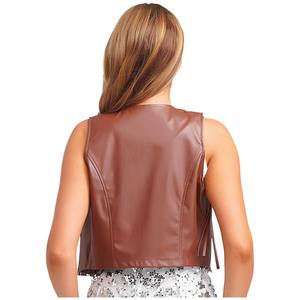 Streetwear Fashion Cowhide Vest Wholesale Stylish Genuine Leather Vests For Women Hip Hop Design Sheepskin <b>Waistcoat</b> - Product Image 2