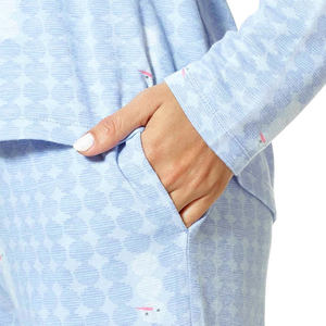 Conjunto de pijama de camiseta lisa azul marino | Conjunto de salón de punto de algodón 100% | Ropa de dormir cómoda con Camiseta de cuello redondo y pantalones con cordón Ronpex - Product Image 4