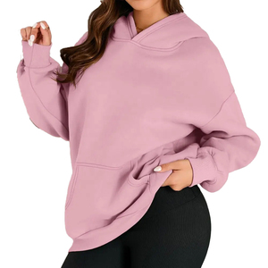 Nueva llegada de las mujeres de gran tamaño Drop Shoulder Hoodies en blanco más rápido Streetwear Pullover estilo personalizado Logo impresión - Product Image 3