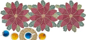 Decoración navideña y diseño de hojas con cuentas, Mantel Individual para mesa de comedor, tapete elegante, corredores decorativos hechos a mano para boda - Product Image 6