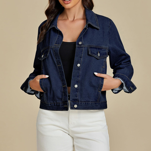 Qualité supérieure Confortable Prix de gros Femmes Denim Jeans Vestes Vente à chaud Femmes Col Rabattu Denim Vestes - Product Image 4