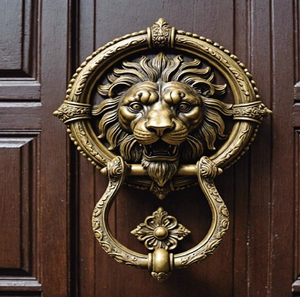 ที่เคาะประตูหัวสิงโตทองเหลืองขนาดใหญ่แบบคลาสสิกเป็นชิ้นส่วนหรูหราสำหรับทางเข้าใดๆมีจำหน่ายในราคาขายส่ง - Product Image 1
