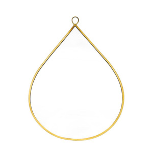 Miroir élégant en forme de cachemire doré avec cadre en métal, conception de goutte de larme, taille personnalisable, décorative murale pour le salon - Product Image 1