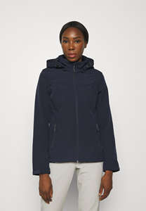 Veste Brenham Softshell bleu foncé pour femmes Logo personnalisé Design manches longues fermeture éclair imperméable pour coupe-vent course en plein air - Product Image 5