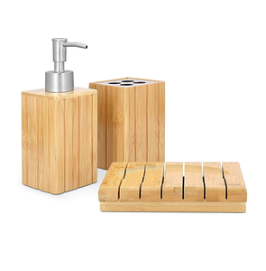 ชุดห้องน้ำที่ทำจากไม้สวยงามสำหรับตกแต่งห้องน้ำและของใช้ในห้องน้ำชุดห้องน้ำ3ชิ้น - Product Image 4