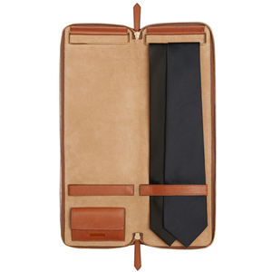 Fashion Luxury Genuine Leather Zip Closure <b>Brown</b> Color Best <b>Tie</b> Case - Product Image 2
