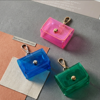 Pochette transparente en PVC avec fermeture à pression, sac à clés portable étanche pour écouteurs et petits objets