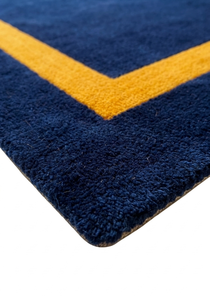 Hand-Tufted Modern Navy Blue Wool/Silk Rug Contrast Border Anti-Bacteria Luxury <b>Carpet</b> for Living Rooms Offices Golf Prayer Use - Product Image 3