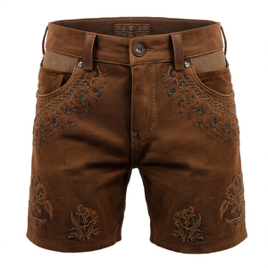 Pantalones Cortos de Cuero Tradicionales Hechos a Mano de Primera Calidad en Color Marrón Rústico, Fabricación Personalizada OEM - Product Image 3